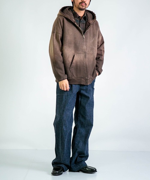 MOOJI MOOJI ジップパーカー ZIPUP HOODIE マスタード MOOJI MOOJI】OVERSIZE ZIP UP HOODIE AGED〝brown〟