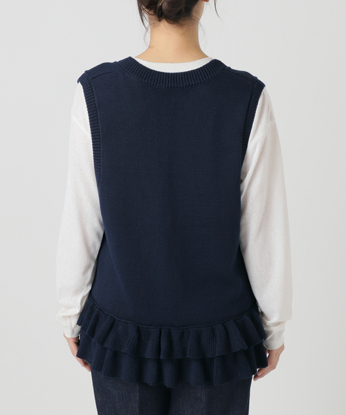 フリル付きネイビーベスト Fサイズ ファッション UNITED ARROWS ネイビー フリル付き ベスト