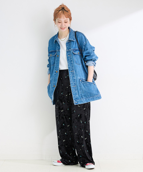 B.C STOCK（ベーセーストック）の「手洗い可 / ベロアパンツ（その他パンツ・レディース・カーキ/ブラック・FREE）」の3枚目の写真