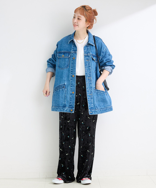 B.C STOCK（ベーセーストック）の「手洗い可 / ベロアパンツ（その他パンツ・レディース・カーキ/ブラック・FREE）」の4枚目の写真