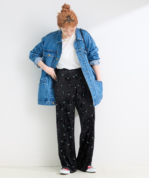 B.C STOCK（ベーセーストック）の「手洗い可 / ベロアパンツ（その他パンツ・レディース・カーキ/ブラック・FREE）」の5枚目の写真