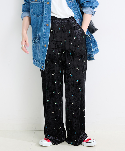 B.C STOCK（ベーセーストック）の「手洗い可 / ベロアパンツ（その他パンツ・レディース・カーキ/ブラック・FREE）」の8枚目の写真