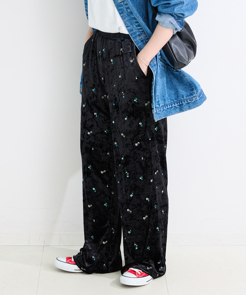 B.C STOCK（ベーセーストック）の「手洗い可 / ベロアパンツ（その他パンツ・レディース・カーキ/ブラック・FREE）」の9枚目の写真