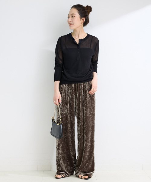 B.C STOCK（ベーセーストック）の「手洗い可 / ベロアパンツ（その他パンツ・レディース・カーキ/ブラック・FREE）」の19枚目の写真