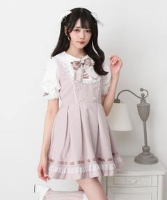 ReAmour 配色レイヤードワンピ ピンク 配色レイヤードワンピ