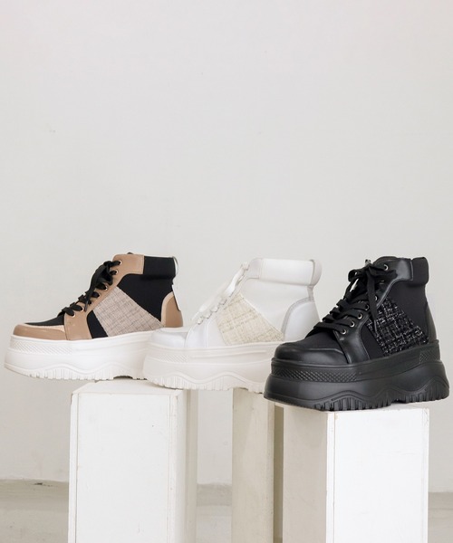 byあしながおじさん（バイアシナガオジサン）の「軽量│厚底ハイカットスニーカー　8490091-2504（スニーカー・レディース・ベージュ系その他/オフホワイト/ブラック×ブラック・24.5cm/24cm/23.5cm/23cm/22.5cm）」の18枚目の写真