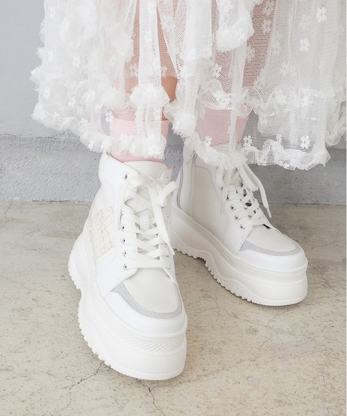 byあしながおじさん（バイアシナガオジサン）の「軽量│厚底ハイカットスニーカー　8490091-2504（スニーカー・レディース・ベージュ系その他/オフホワイト/ブラック×ブラック・24.5cm/24cm/23.5cm/23cm/22.5cm）」の21枚目の写真