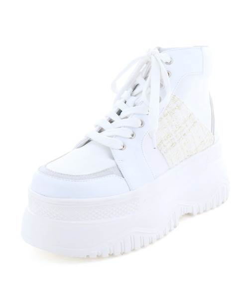 byあしながおじさん（バイアシナガオジサン）の「軽量│厚底ハイカットスニーカー　8490091-2504（スニーカー・レディース・ベージュ系その他/オフホワイト/ブラック×ブラック・24.5cm/24cm/23.5cm/23cm/22.5cm）」の4枚目の写真