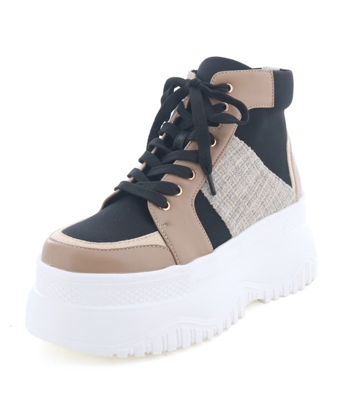 byあしながおじさん（バイアシナガオジサン）の「軽量│厚底ハイカットスニーカー　8490091-2504（スニーカー・レディース・ベージュ系その他/オフホワイト/ブラック×ブラック・24.5cm/24cm/23.5cm/23cm/22.5cm）」の6枚目の写真