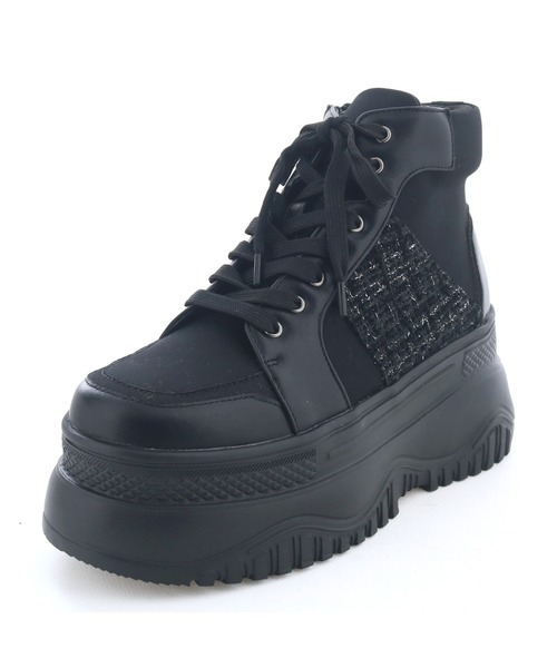 byあしながおじさん（バイアシナガオジサン）の「軽量│厚底ハイカットスニーカー　8490091-2504（スニーカー・レディース・ベージュ系その他/オフホワイト/ブラック×ブラック・24.5cm/24cm/23.5cm/23cm/22.5cm）」の5枚目の写真