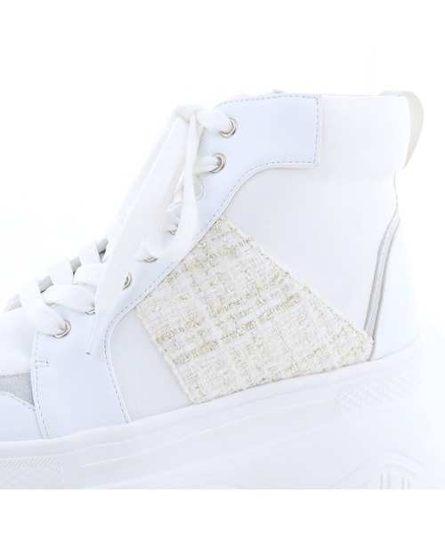 byあしながおじさん（バイアシナガオジサン）の「軽量│厚底ハイカットスニーカー　8490091-2504（スニーカー・レディース・ベージュ系その他/オフホワイト/ブラック×ブラック・24.5cm/24cm/23.5cm/23cm/22.5cm）」の7枚目の写真