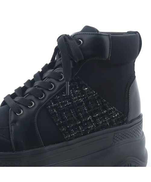 byあしながおじさん（バイアシナガオジサン）の「軽量│厚底ハイカットスニーカー　8490091-2504（スニーカー・レディース・ベージュ系その他/オフホワイト/ブラック×ブラック・24.5cm/24cm/23.5cm/23cm/22.5cm）」の9枚目の写真