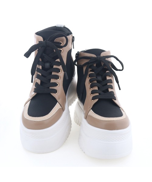 byあしながおじさん（バイアシナガオジサン）の「軽量│厚底ハイカットスニーカー　8490091-2504（スニーカー・レディース・ベージュ系その他/オフホワイト/ブラック×ブラック・24.5cm/24cm/23.5cm/23cm/22.5cm）」の14枚目の写真