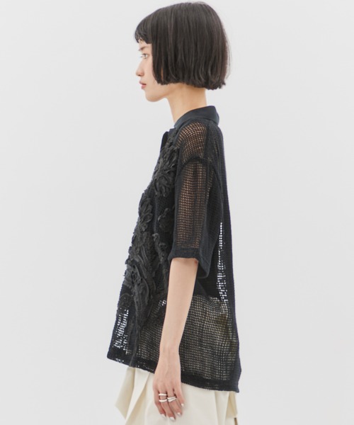 TAAKK/ターク】MESH EMBROIDERY POLO SHIRT/メッシュエンブロイ
