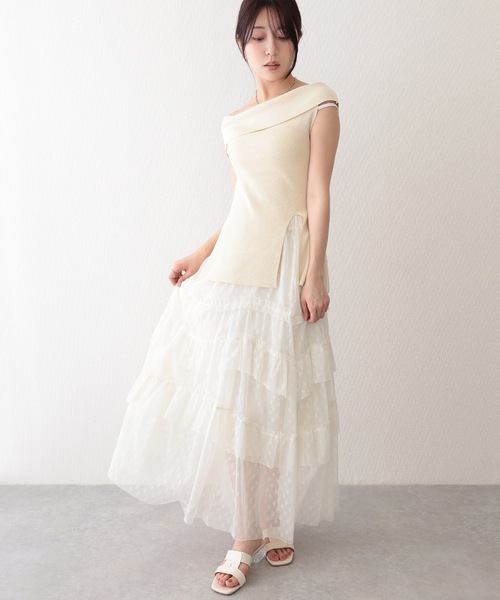 Lace Ladies(レースレディース)の「総レース ティアード フリル マキシ スカート(スカート・レディース・ラベンダー/アイボリー/ホワイト・M)」の10枚目の写真