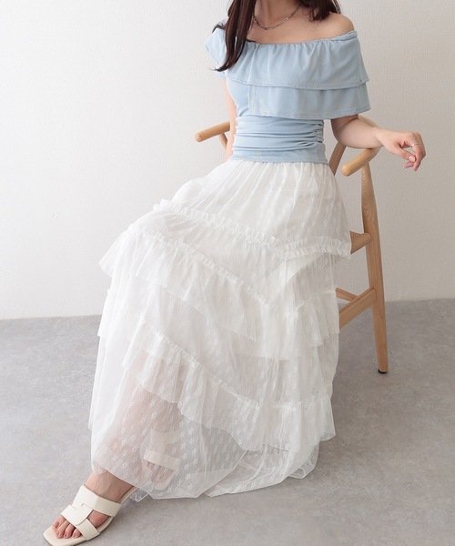 Lace Ladies(レースレディース)の「総レース ティアード フリル マキシ スカート(スカート・レディース・ラベンダー/アイボリー/ホワイト・M)」の18枚目の写真