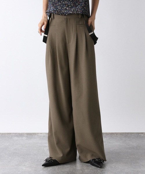 JEANASIS（ジーナシス）の「サスツキワイドパンツ/583255（スラックス・レディース・ブラウン系その他/ブラック・FREE）」の2枚目の写真