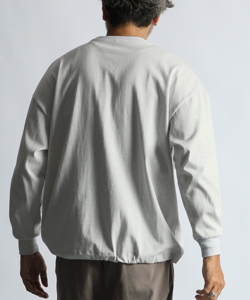 The DUFFER of ST.GEORGE（ザダファーオブセントジョージ）の「SHELTER PLATING L/SL CREW TEE：2重編み 裾ドローコード付き ロンTEE（Tシャツ/カットソー・メンズ・チャコールグレー/ホワイト・SMALL/X-LARGE/LARGE/MEDIUM）」の8枚目の写真