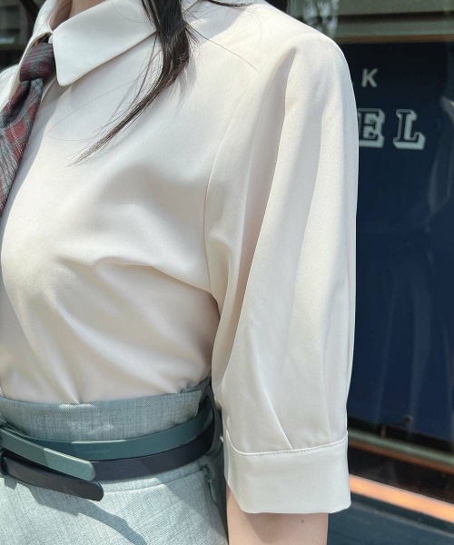 F i.n.t（フィント）の「タータンチェックネクタイ付きシャツ（Tシャツ/カットソー・レディース・アイボリー/グレー・FREE）」の5枚目の写真