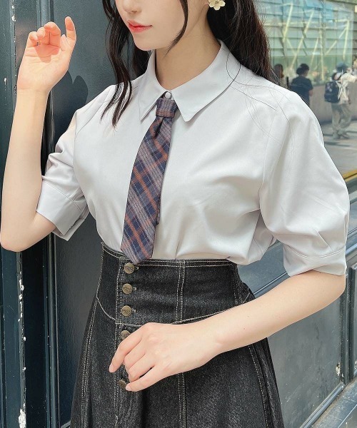 F i.n.t（フィント）の「タータンチェックネクタイ付きシャツ（Tシャツ/カットソー・レディース・アイボリー/グレー・FREE）」の22枚目の写真