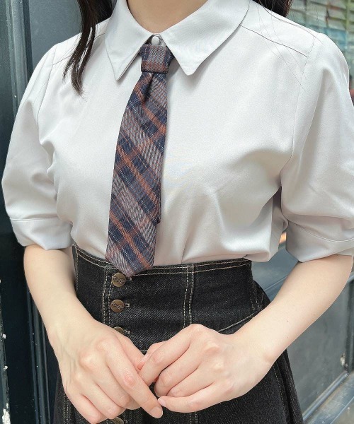 F i.n.t（フィント）の「タータンチェックネクタイ付きシャツ（Tシャツ/カットソー・レディース・アイボリー/グレー・FREE）」の21枚目の写真