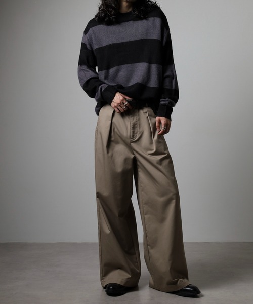 RE730（アールイーセブンサーティー）の「RE730 モヘアタッチクルーネックニット ボーダー（ニット/セーター・メンズ・チャコールグレー×ブラック/ホワイト×グレー/ブラック×グリーン/ホワイト×ブラック・M/L/XL）」の21枚目の写真