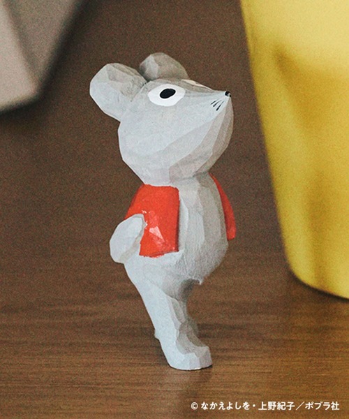 セール】木彫りオブジェ[ねずみくんのチョッキ]（インテリア雑貨