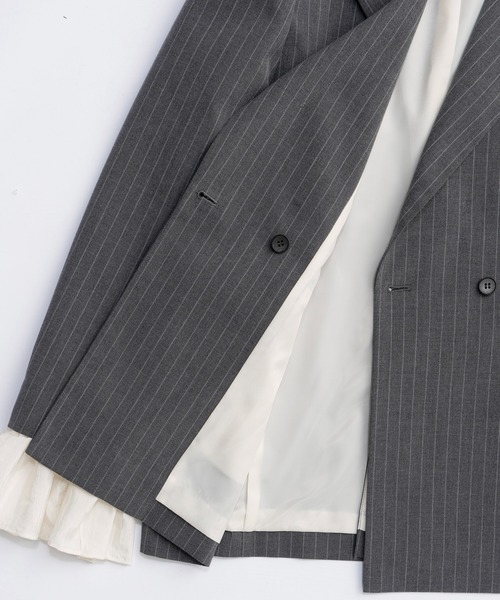 MAISON SPECIAL(メゾンスペシャル)の「Ruffle Sleeves Jacket/フリルスリーブジャケット■セットアップ対応■(テーラードジャケット・レディース・グレー/ベージュ/ネイビー・FREE)」の18枚目の写真