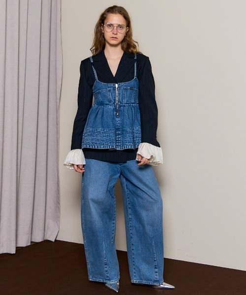 【美品】MAISON SPECIAL セットアップ　ブルー Ruffle Sleeves Jacket/フリルスリーブジャケット□セットアップ対応