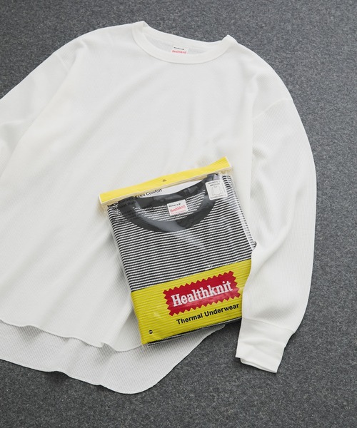 Healthknit(ヘルスニット)の「【Healthknit/ヘルスニット】Basic Waffle Hem Round Crewneck L/S(Tシャツ/カットソー・レディース・ブラック系その他3/カーキ/オフホワイト/ブラック・FREE)」の2枚目の写真