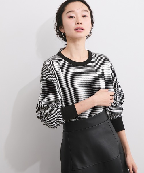 Healthknit(ヘルスニット)の「【Healthknit/ヘルスニット】Basic Waffle Hem Round Crewneck L/S(Tシャツ/カットソー・レディース・ブラック系その他3/カーキ/オフホワイト/ブラック・FREE)」の4枚目の写真