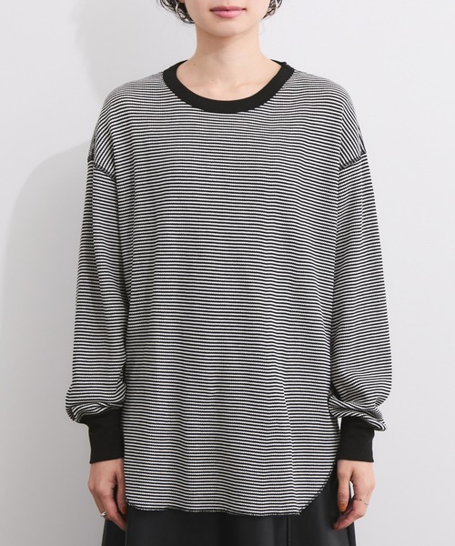Healthknit(ヘルスニット)の「【Healthknit/ヘルスニット】Basic Waffle Hem Round Crewneck L/S(Tシャツ/カットソー・レディース・ブラック系その他3/カーキ/オフホワイト/ブラック・FREE)」の11枚目の写真