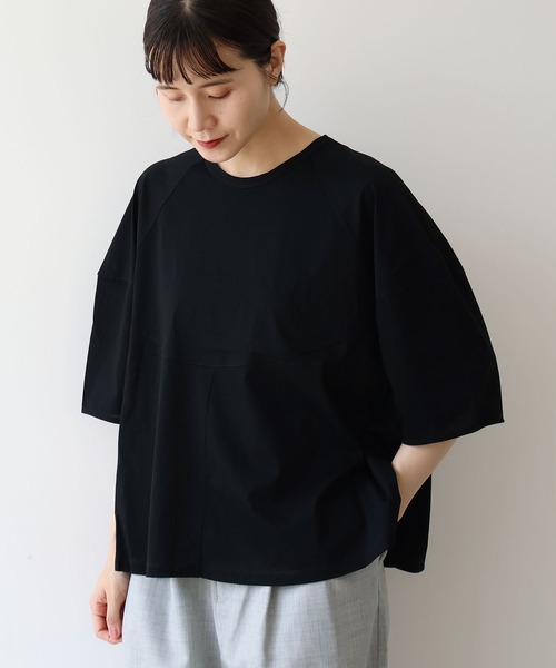 yuni(ユニ )の「スピンギザコットン ラグランプルオーバー(Tシャツ/カットソー・レディース・ブラック/ブルー/グレー・FREE)」の2枚目の写真