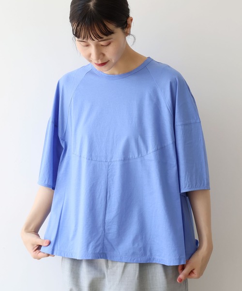 yuni(ユニ )の「スピンギザコットン ラグランプルオーバー(Tシャツ/カットソー・レディース・ブラック/ブルー/グレー・FREE)」の4枚目の写真