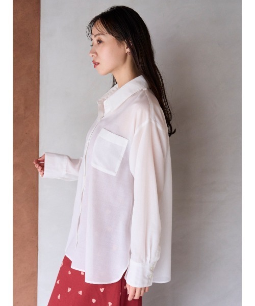 【新品未使用】SNIDEL♡シアープリーツシャツ ライトブルー セール】シンプルシアーシャツ（シャツ/ブラウス）｜SNIDEL