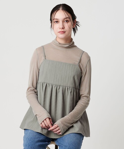 BEAUTY&YOUTH UNITED ARROWS（ビューティーアンドユースユナイテッドアローズ）の「ポリエステルジャガード レイヤードキャミソール（キャミソール・レディース・グレー系/オリーブ/ブラック・FREE）」の2枚目の写真
