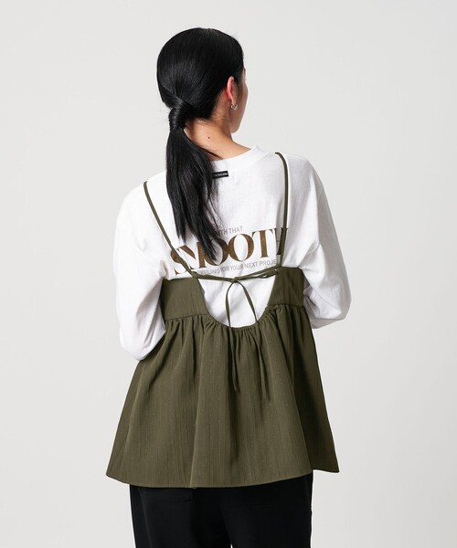 BEAUTY&YOUTH UNITED ARROWS（ビューティーアンドユースユナイテッドアローズ）の「ポリエステルジャガード レイヤードキャミソール（キャミソール・レディース・グレー系/オリーブ/ブラック・FREE）」の4枚目の写真