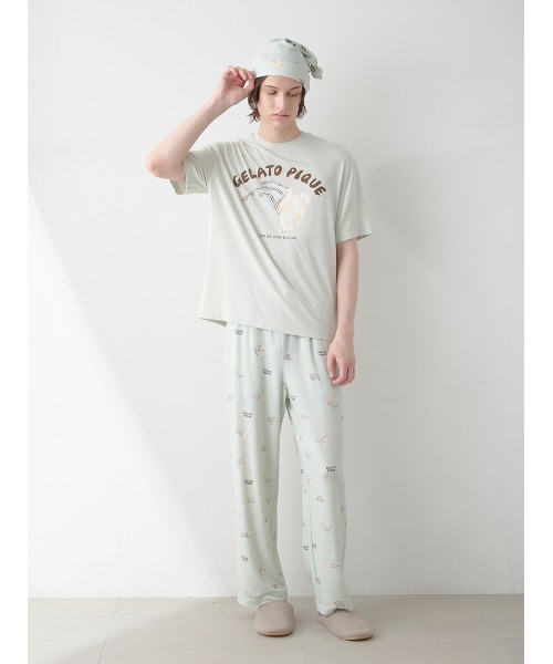 gelato pique(ジェラートピケ)の「【HOMME】sleeping cat 総柄ロングパンツ(ルームウェア/パジャマ・メンズ・ミント/クリーム/ネイビー・M/L)」の15枚目の写真