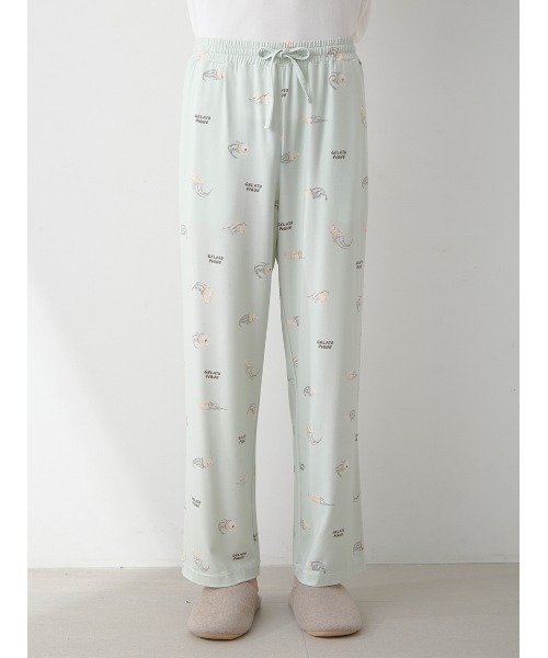 HOMME】sleeping cat 総柄ロングパンツ（ルームウェア/パジャマ