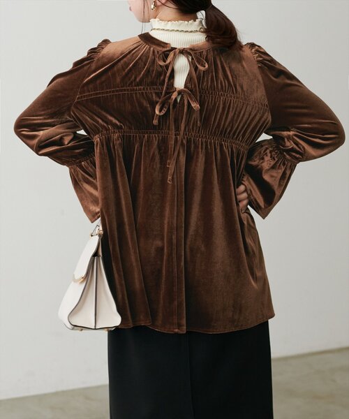 セール】WEB限定／【canami】2WAYリボンベロアブラウス（シャツ