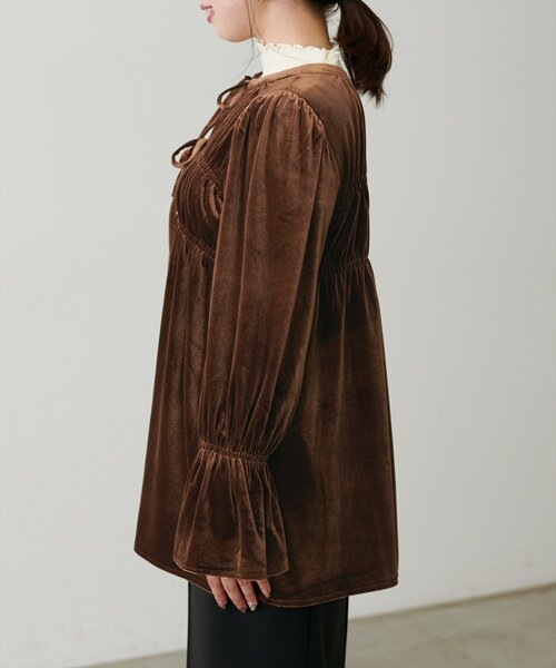 セール】WEB限定／【canami】2WAYリボンベロアブラウス（シャツ