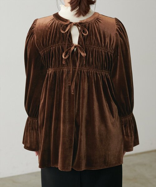 セール】WEB限定／【canami】2WAYリボンベロアブラウス（シャツ