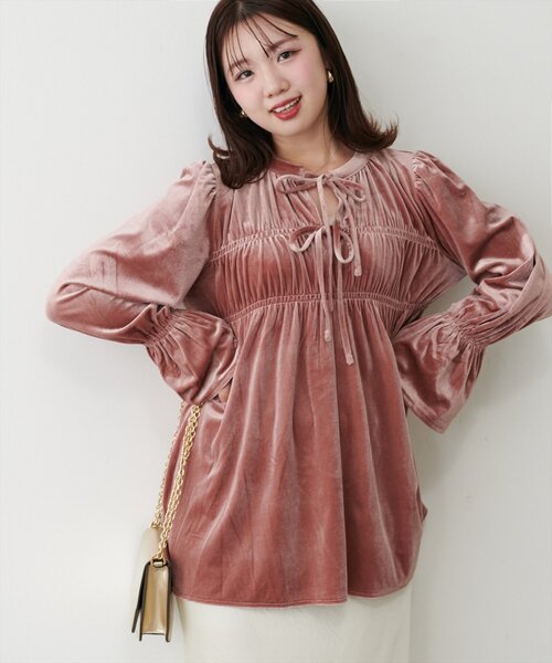 セール】WEB限定／【canami】2WAYリボンベロアブラウス（シャツ