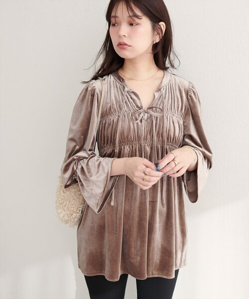 セール】WEB限定／【canami】2WAYリボンベロアブラウス（シャツ