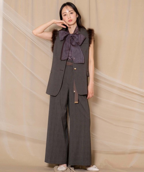 NOELA（ノエラ）の「サテンリボンチェックワイドパンツ（その他パンツ・レディース・ブラウン/グレー・M/S）」の3枚目の写真