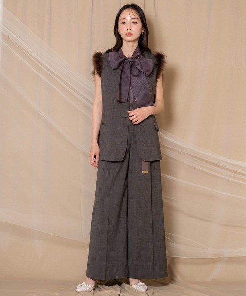 NOELA（ノエラ）の「サテンリボンチェックワイドパンツ（その他パンツ・レディース・ブラウン/グレー・M/S）」の4枚目の写真