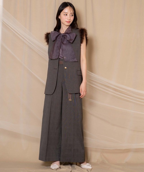 NOELA（ノエラ）の「サテンリボンチェックワイドパンツ（その他パンツ・レディース・ブラウン/グレー・M/S）」の5枚目の写真