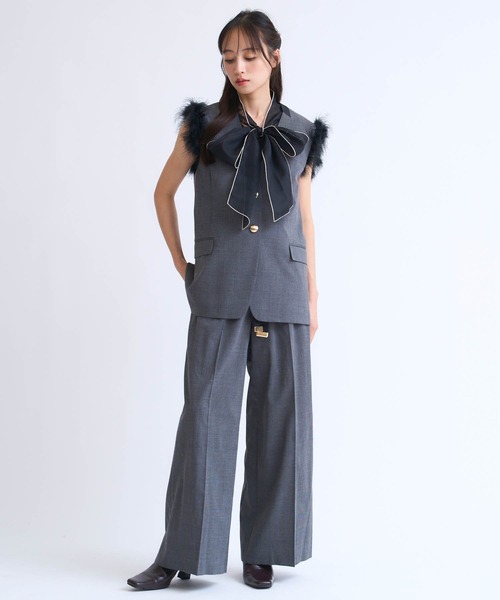 NOELA（ノエラ）の「サテンリボンチェックワイドパンツ（その他パンツ・レディース・ブラウン/グレー・M/S）」の15枚目の写真