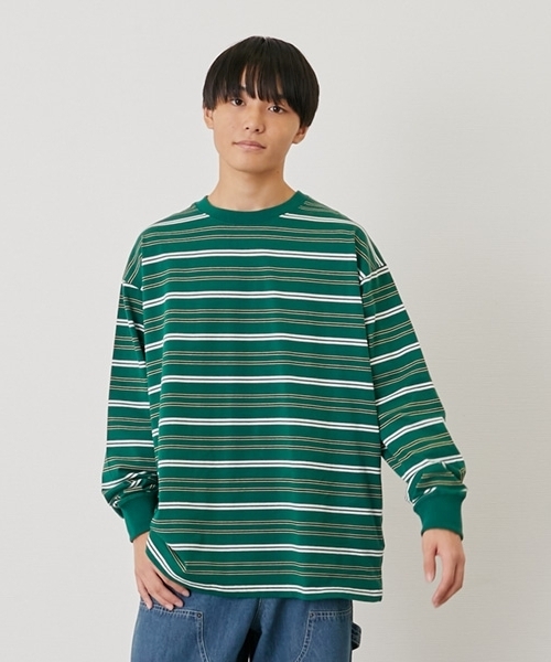 GLAZOS(グラソス)の「ボーダー長袖Tシャツ(Tシャツ/カットソー・キッズ・ネイビー/グリーン/ブルー・170cm/150cm/160cm)」の2枚目の写真