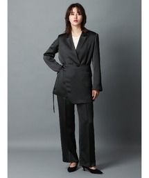 CIS. | CIS． サテンジャケット＆ラップ風コルセット ハンドウォッシュ 無地(テーラードジャケット)